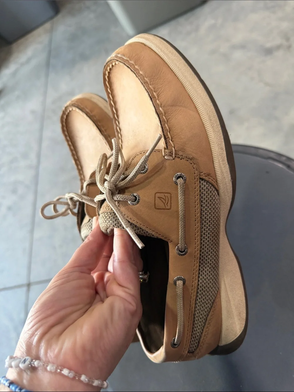 Sperry Men's Tan Leather & Mesh Lace-Up Boat Shoes